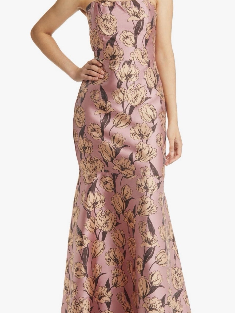 Lulu's Mauve Gowning Around Jacquard Strapless Trumpet Gown- Sz M